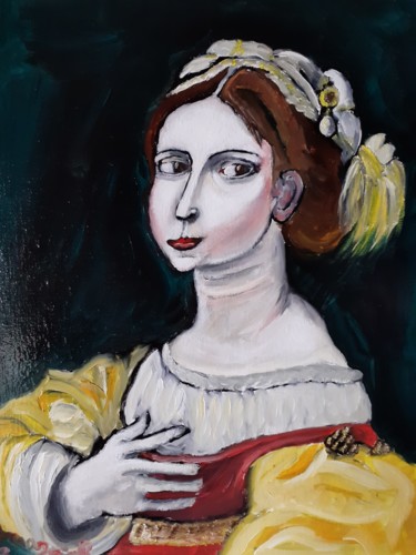 Картина под названием "Dame de Richelieu" - Amazeigh Bouzékri, Подлинное произведение искусства, Масло