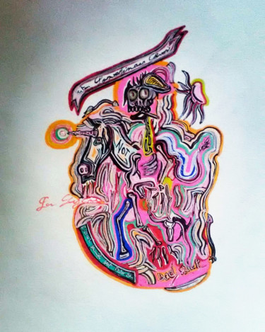 Zeichnungen mit dem Titel "Rider" von Amazeigh Bouzékri, Original-Kunstwerk, Tinte
