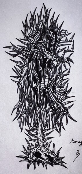Drawing titled "Leurre" by Amazeigh Bouzékri, Original Artwork, Ink