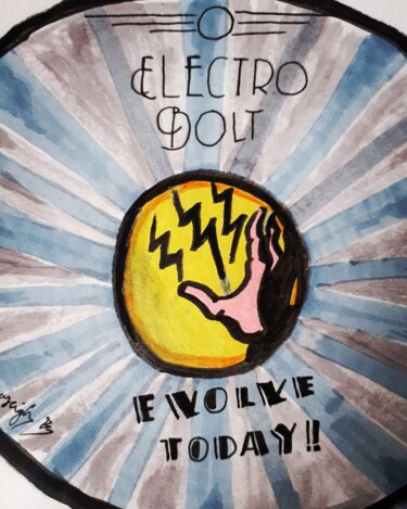 Drawing titled "Electro Bolt" by Amazeigh Bouzékri, Original Artwork, Ink