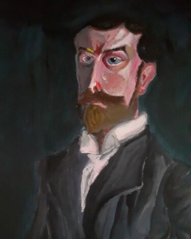 Painting titled "Portrait of Sargent" by Amazeigh Bouzékri, Original Artwork, Oil