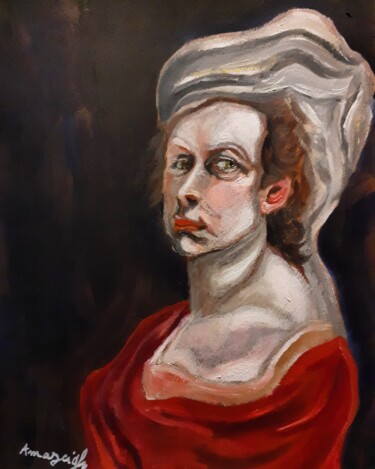Painting titled "Dame Delacroix" by Amazeigh Bouzékri, Original Artwork, Oil