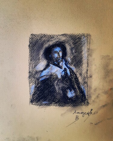 Disegno intitolato "Caravagio In Abstra…" da Amazeigh Bouzékri, Opera d'arte originale, Carbone