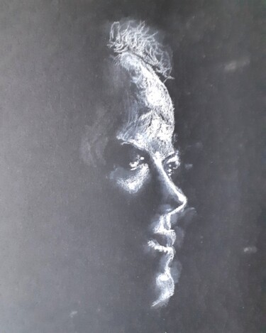 Drawing titled "L'Homme Possédé" by Amazeigh Bouzékri, Original Artwork, Charcoal