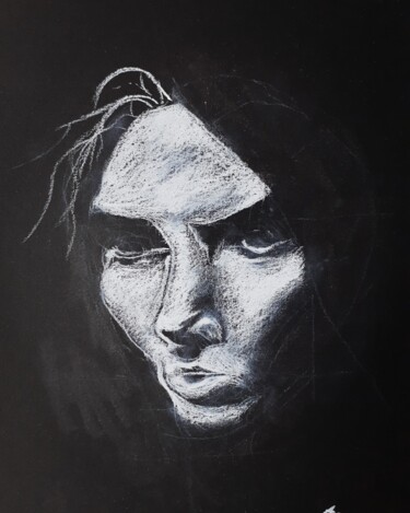 Drawing titled "A Face In The Hurri…" by Amazeigh Bouzékri, Original Artwork, Charcoal