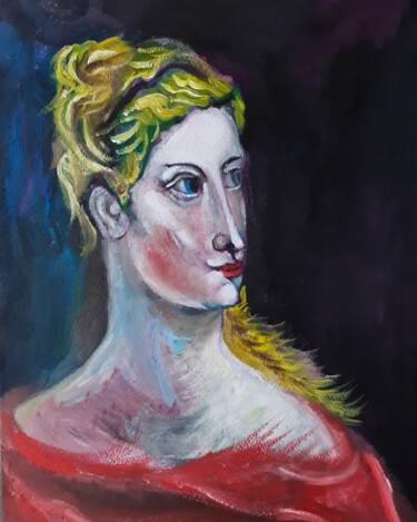Картина под названием "Portrait of a Women" - Amazeigh Bouzékri, Подлинное произведение искусства, Масло