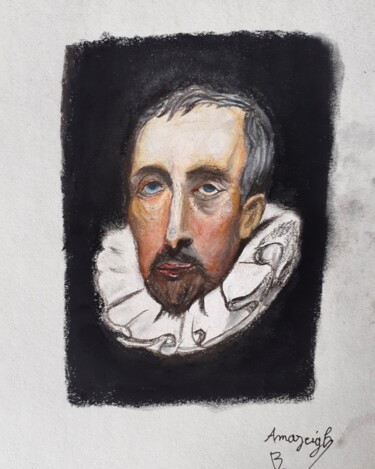 Disegno intitolato "Study of Van Dyck (…" da Amazeigh Bouzékri, Opera d'arte originale, Matite colorate