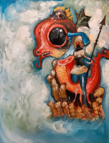 Peinture intitulée "La Gardienne Des Ci…" par Amazeigh Bouzékri, Œuvre d'art originale, Huile