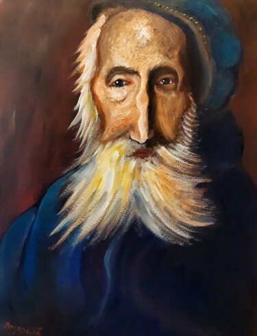 Peinture intitulée "L'Ancien Capitaine" par Amazeigh Bouzékri, Œuvre d'art originale, Huile