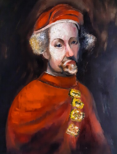 Peinture intitulée "Étude d'un Cardinal…" par Amazeigh Bouzékri, Œuvre d'art originale, Huile