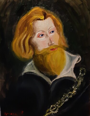 Peinture intitulée "Portrait d'un Homme…" par Amazeigh Bouzékri, Œuvre d'art originale, Huile Monté sur Châssis en bois