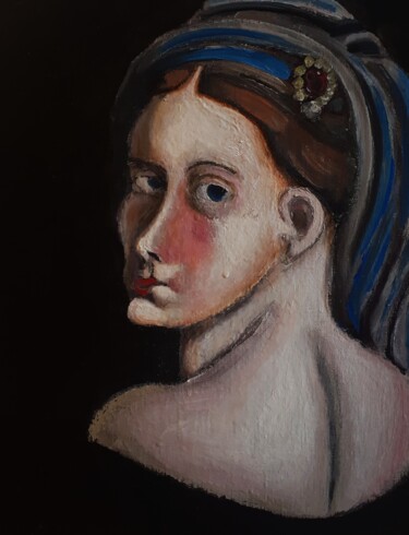 Painting titled "Dame Obscurantis, L…" by Amazeigh Bouzékri, Original Artwork, Oil Mounted on Wood Stretcher frame