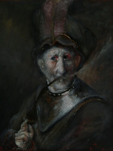 Peinture intitulée "After Rembrandt, Ol…" par Amazeigh Bouzékri, Œuvre d'art originale, Huile Monté sur Châssis en bois