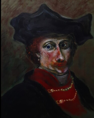 Drawing titled "Rembrandt in a Baro…" by Amazeigh Bouzékri, Original Artwork, Pastel
