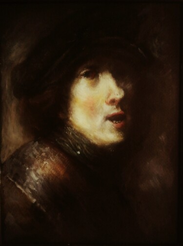 Schilderij getiteld "D'après Rembrandt,…" door Amazeigh Bouzékri, Origineel Kunstwerk, Olie