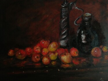 Painting titled "Nature Morte avec d…" by Amazeigh Bouzékri, Original Artwork, Oil
