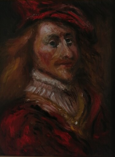 Painting titled "Homme Roux, Vétu d'…" by Amazeigh Bouzékri, Original Artwork, Oil Mounted on Wood Stretcher frame