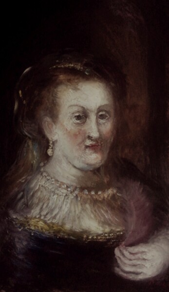 Pintura intitulada "D'après Rembrandt,…" por Amazeigh Bouzékri, Obras de arte originais, Óleo