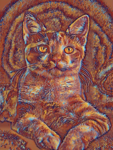 Arts numériques intitulée "Chat tigré" par Amazing Pictures, Œuvre d'art originale, Travail numérique 2D