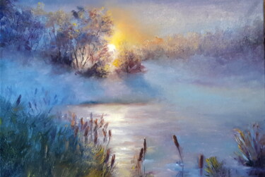 Pintura titulada "Туманное утро" por Elena Ledovskikh, Obra de arte original, Oleo