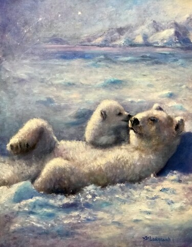 Ζωγραφική με τίτλο "Медвежья нежность" από Елена Ледовских, Αυθεντικά έργα τέχνης, Λάδι