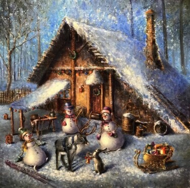 Ζωγραφική με τίτλο "Зимняя сказка" από Елена Ледовских, Αυθεντικά έργα τέχνης, Λάδι