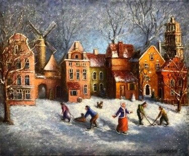 Peinture intitulée "Рождественское наст…" par Elena Ledovskikh, Œuvre d'art originale, Huile