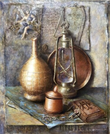Peinture intitulée "Тайна древних манус…" par Elena Ledovskikh, Œuvre d'art originale, Huile