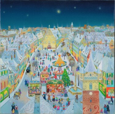 OBERNAI - L'HIVER Peinture intitulée "OBERNAI - L'HIVER" par Bernard Ambielle, Œuvre d'art originale, Huile