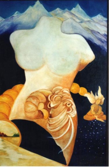 Peinture intitulée "recherche intérieure" par Nicolle Amblard-Chomeyrac, Œuvre d'art originale, Huile