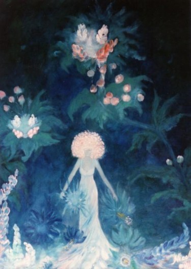 Peinture intitulée "Fée des fleurs" par Nicolle Amblard-Chomeyrac, Œuvre d'art originale