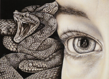 Σχέδιο με τίτλο "Medusa" από Ambra Montemezzo, Αυθεντικά έργα τέχνης, Γραφίτης Τοποθετήθηκε στο Χαρτόνι