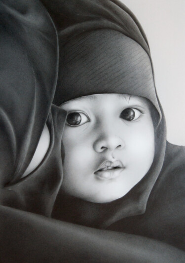 Drawing titled "Sofferenza" by Ambra Montemezzo, Original Artwork, Pencil Mounted on Other rigid panel