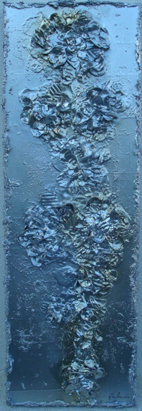 Malarstwo zatytułowany „Flots Argentés” autorstwa Ambraude, Oryginalna praca, Akryl Zamontowany na Drewniana rama noszy