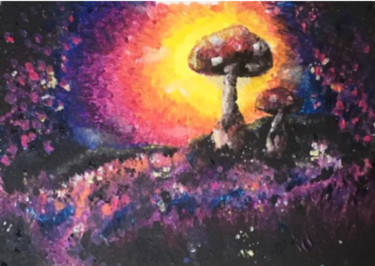 Peinture intitulée "champignon" par Ambre Laurent, Œuvre d'art originale, Acrylique