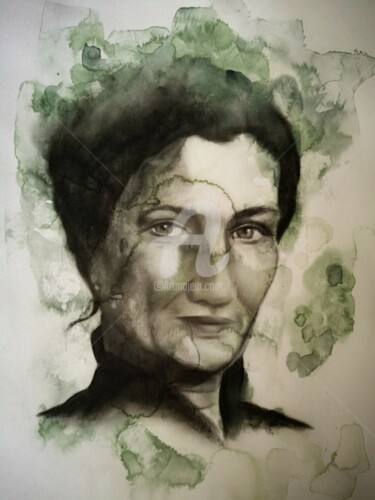 Painting titled "Simone WEIL" by Ambre Saint Martin, Original Artwork, Watercolor