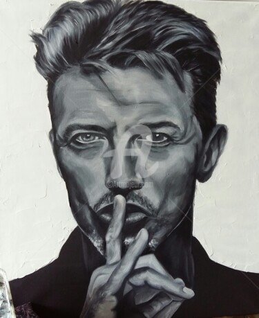 Painting titled "David Bowie" by Ambre Saint Martin, Original Artwork, Oil