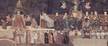 Painting titled "Allégorie du bon go…" by Ambrogio Lorenzetti, Original Artwork, Encaustic