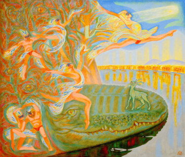Картина под названием "Хтонь да Урания - о…" - Alexei Kolesov, Подлинное произведение искусства, Масло