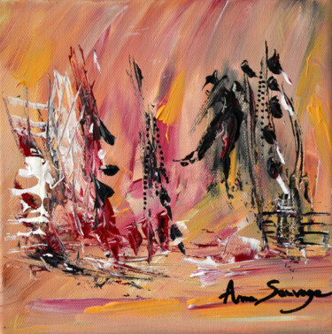 Painting titled "Soleil du Sud" by Âme Sauvage, Original Artwork, Acrylic Mounted on Wood Stretcher frame