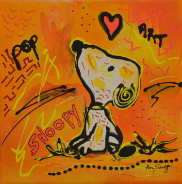 Картина под названием "Snoopy rêvasse" - Âme Sauvage, Подлинное произведение искусства, Акрил Установлен на Деревянная рама…