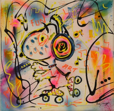 Painting titled "Amuse-toi en légère…" by Âme Sauvage, Original Artwork, Acrylic Mounted on Wood Stretcher frame