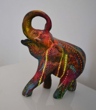 Skulptur mit dem Titel "Fleurs d'éléphant -…" von Âme Sauvage, Original-Kunstwerk, Holz