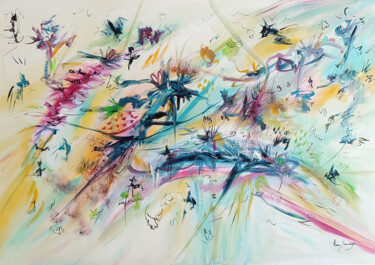 Pintura titulada "La vie du ciel - gr…" por Âme Sauvage, Obra de arte original, Acrílico Montado en Bastidor de camilla de m…