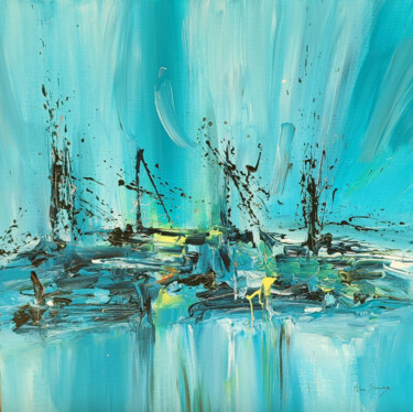 Картина под названием "Vacances à la mer -…" - Âme Sauvage, Подлинное произведение искусства, Акрил Установлен на Деревянная…