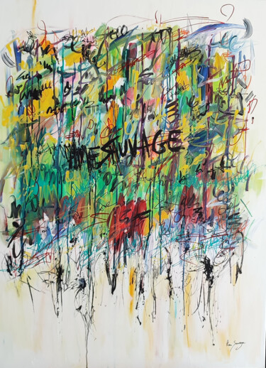 Malerei mit dem Titel "Graffitis - tableau…" von Âme Sauvage, Original-Kunstwerk, Acryl Auf Keilrahmen aus Holz montiert