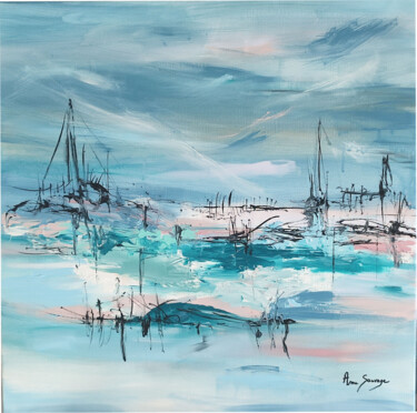 Painting titled "Brume glaciale - ta…" by Âme Sauvage, Original Artwork, Acrylic Mounted on Wood Stretcher frame