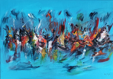 Pintura titulada "Les vagues transfor…" por Âme Sauvage, Obra de arte original, Acrílico Montado en Bastidor de camilla de m…
