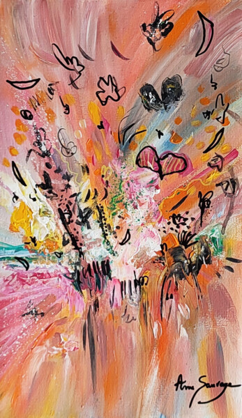 Pintura titulada "L'envol des cœurs -…" por Âme Sauvage, Obra de arte original, Acrílico Montado en Bastidor de camilla de m…