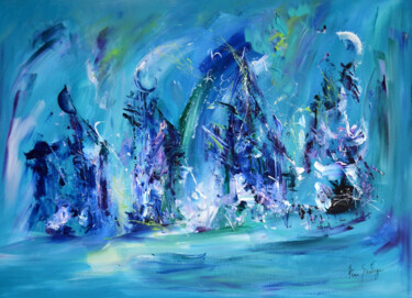 Painting titled "aurores-boreales.jpg" by Âme Sauvage, Original Artwork, Acrylic
